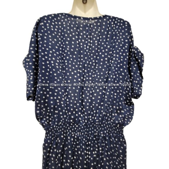 NEW Blue and White Polka Dot Rayon Romper Dress  Size L  Size XL - nwot - Picture 11 of 16